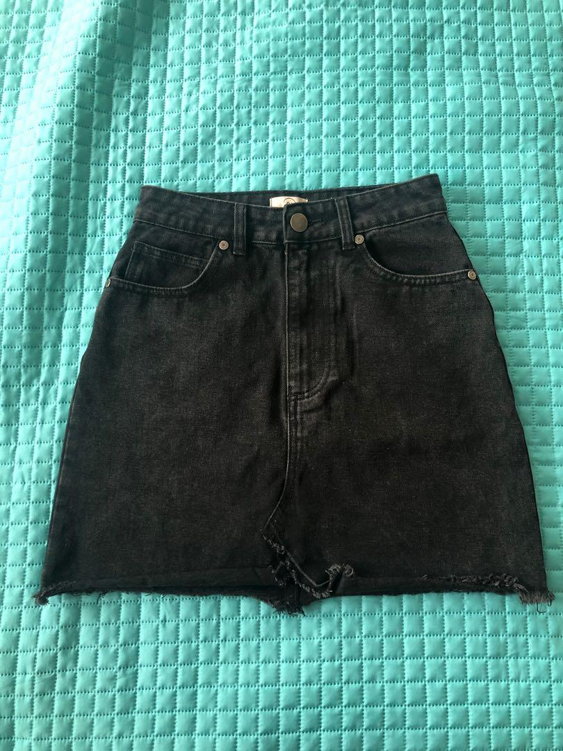 Womens black denim skirt clearance