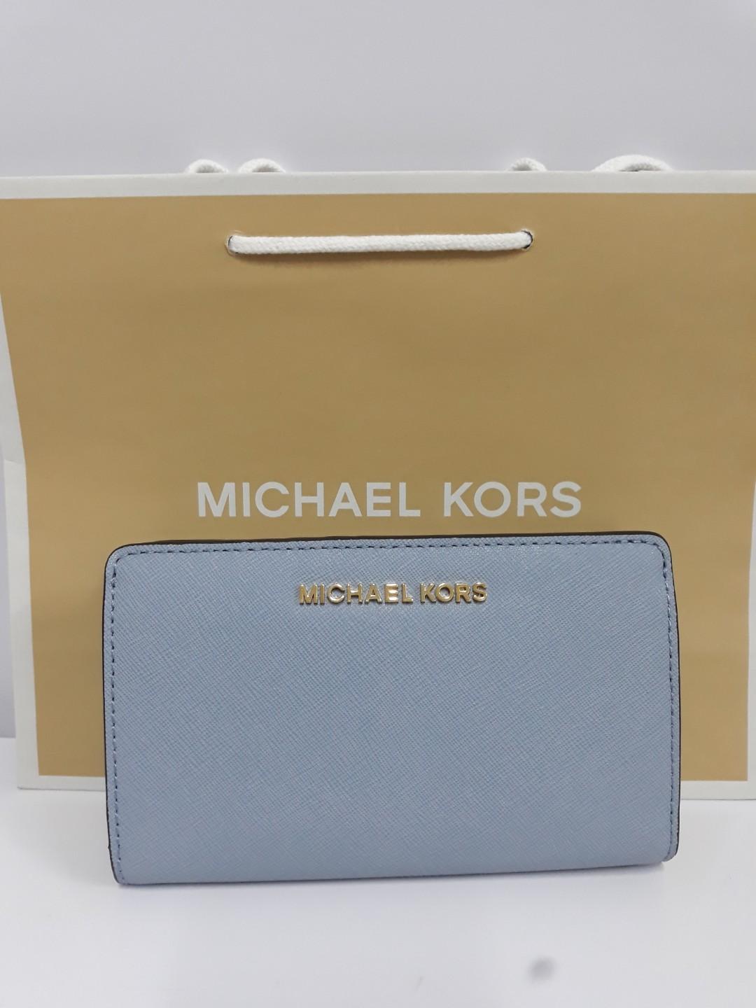 pale blue michael kors wallet