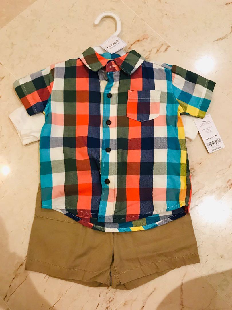 Bought In Usa Carter S Baby Boy Shirt Top Short 3pc Set 18m
