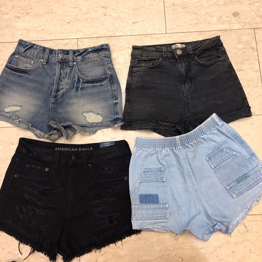 branded denim shorts