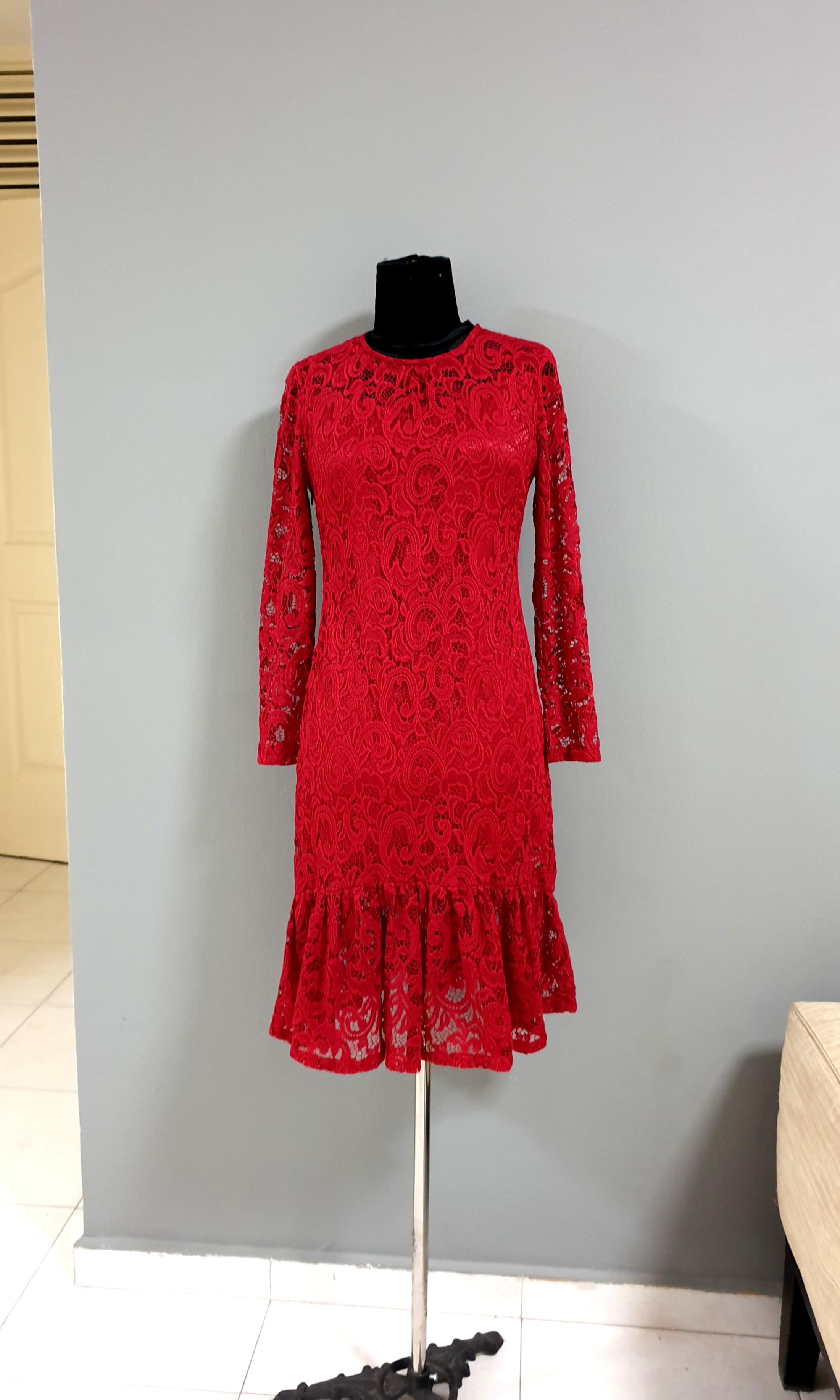 Classy Red Mermaid Lace Dress Dinner Dress Mother Of Bride Dress