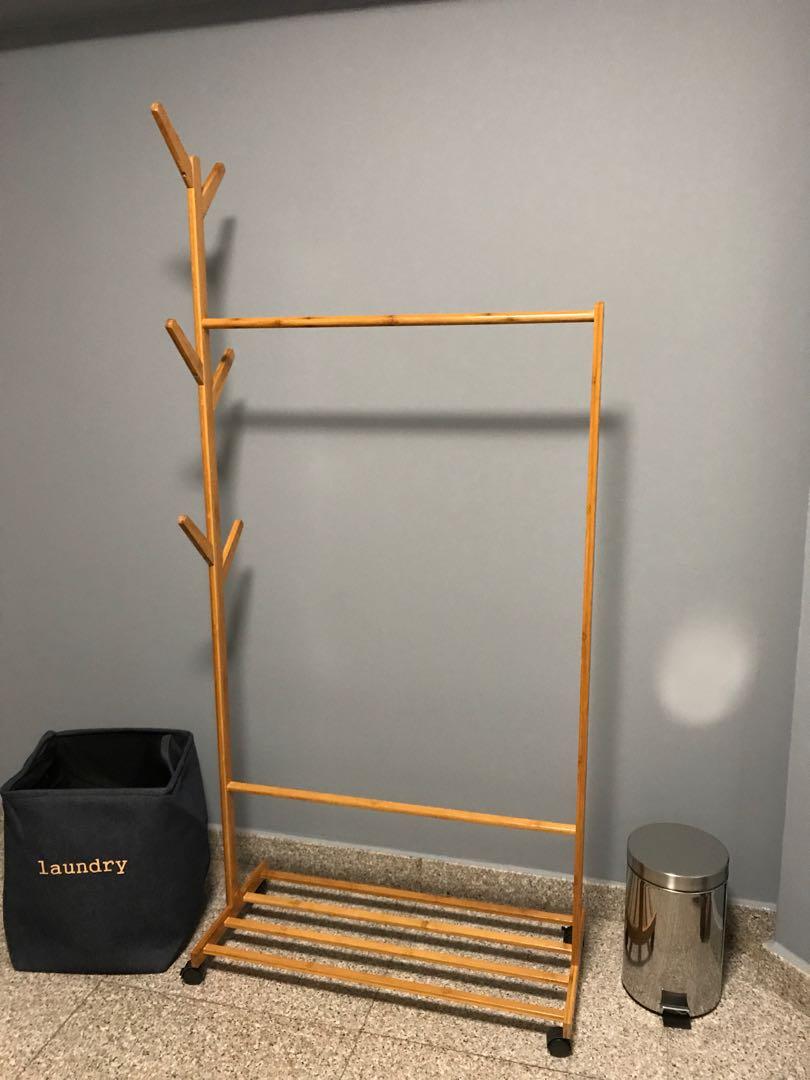 Clothes Wooden Hanging Rack Furniture Others On Carousell