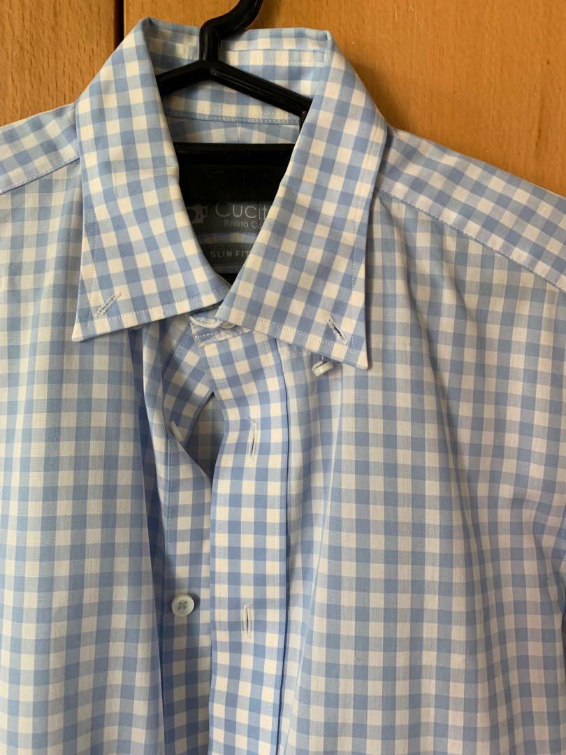 blue checkered shirt outfit
