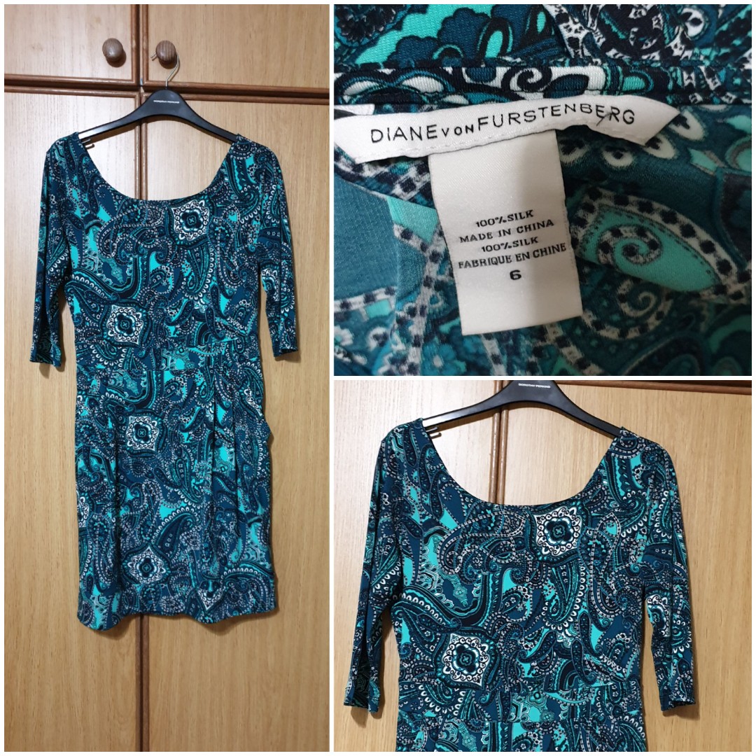 DVF Lindy Cotton Midi Dress in Pure Blue, Women's Fashion, Dresses & Sets,  Dresses on Carousell
