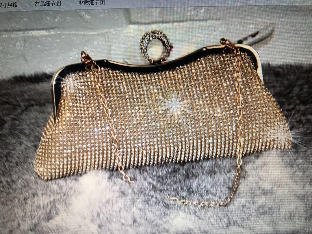 CRYSTAL EMBELLISHED BAG IN GOLD