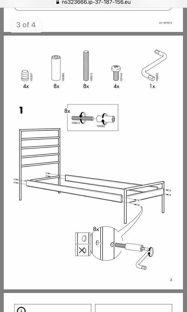 Ikea Heimdal metal bed frame with matress, Furniture & Home Living, Furniture, Bed Frames
