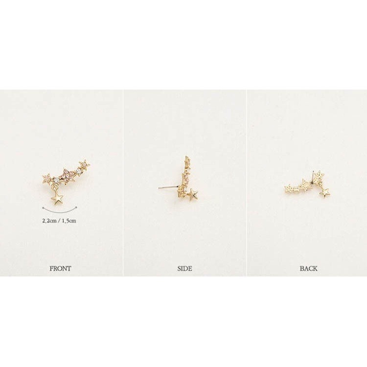 Korea Style Gold Plated Alloy Simply Rhinestone Star Ear Stud Earrings
