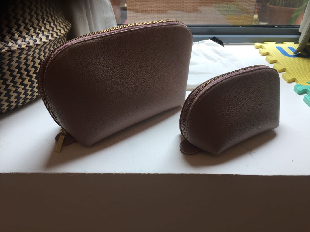 Cuyana Leather Travel Case Set (Rose 