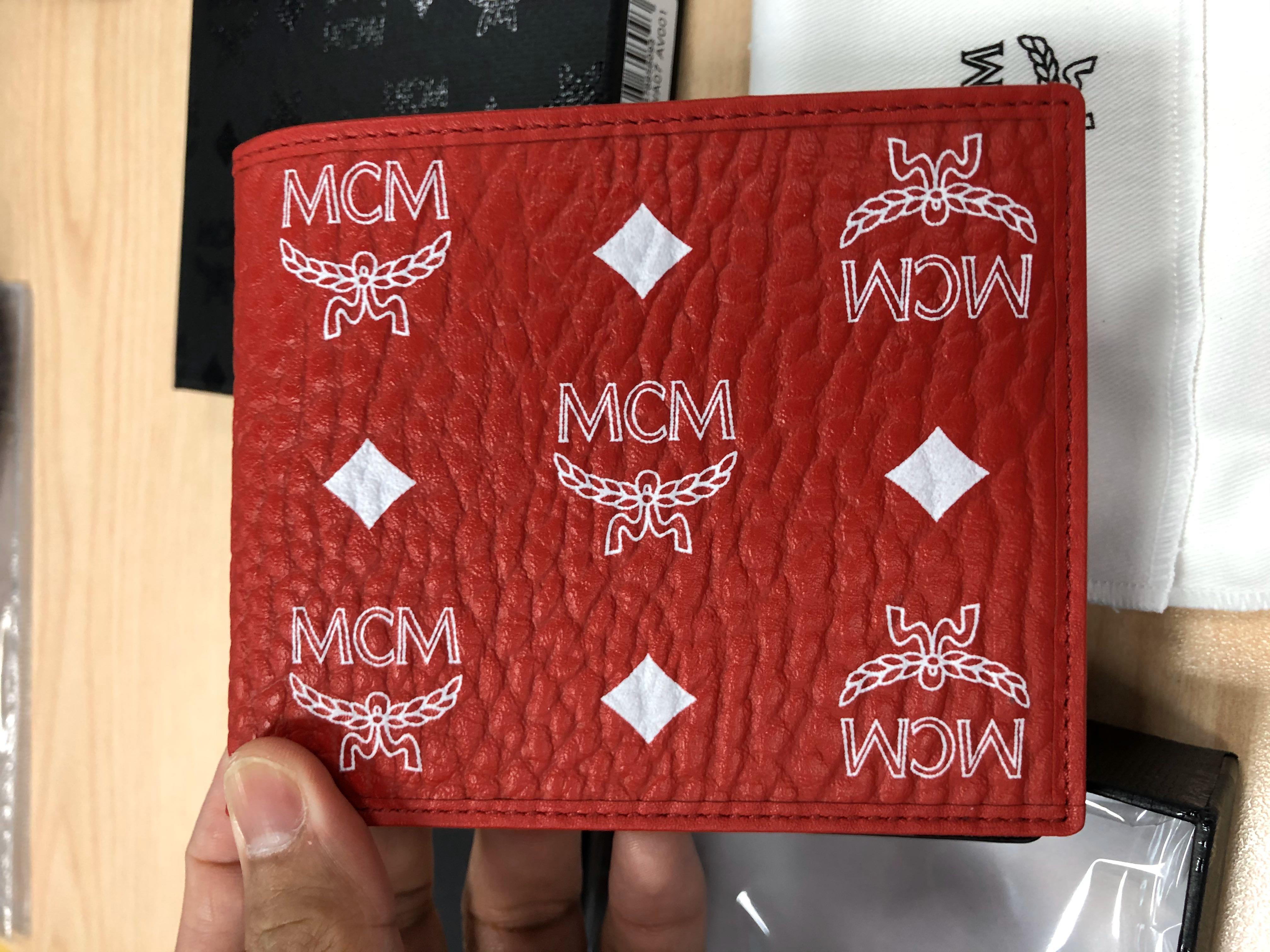 red mcm wallet