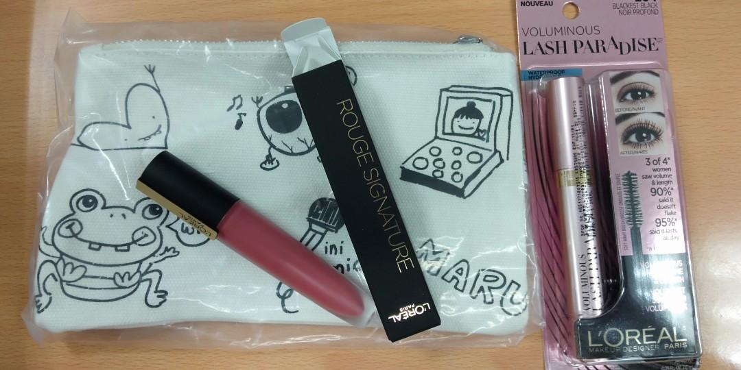 Paket Free Pouch Loreal Paris Rouge Signature X Cindercella Shade 121 Choose Mascara Black 204 Exp 2021 Kesehatan Kecantikan Rias Wajah Di Carousell