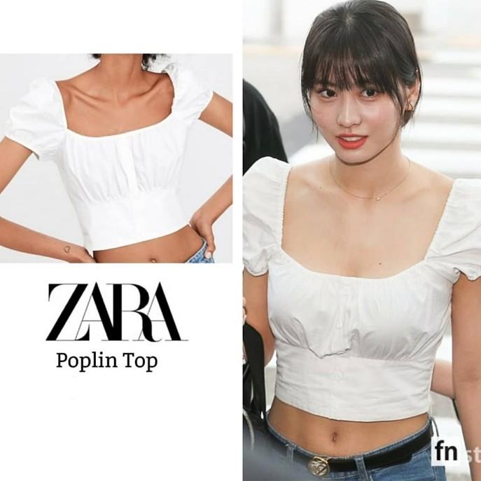 zara crop top with puff sleeves