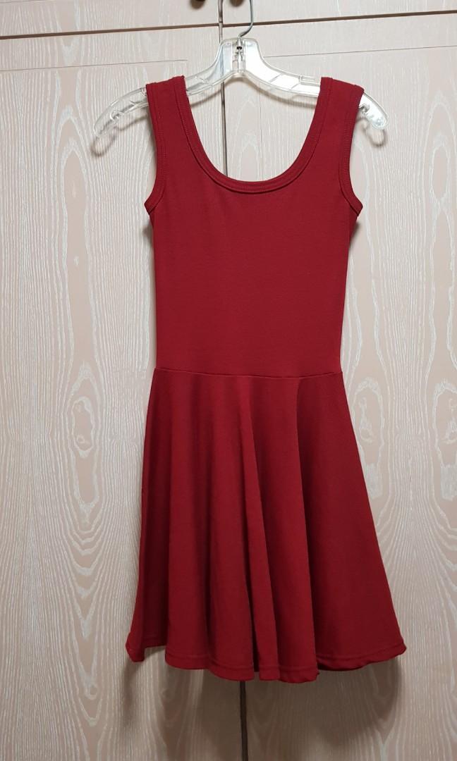 red fit and flare cocktail dress