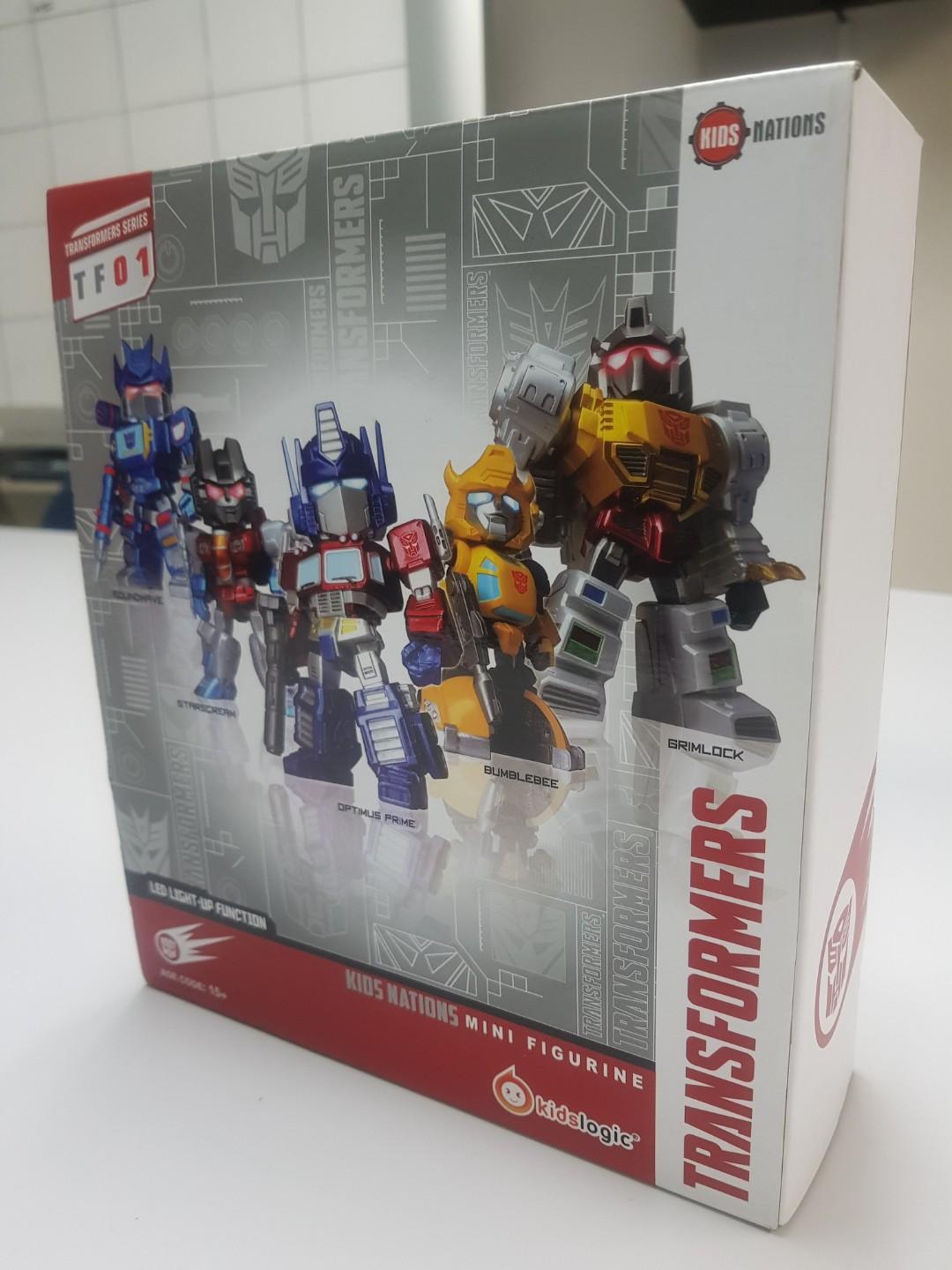 Transformers Kids Nations Series TF01 (Category: Figurines & Statues) located in Quezon City. Submitted by nrthstr (Listing ID 241810140, Image 1). Description: Transformers Kids Nations Series TF01 Sculptor: Steven Lee Box of 5 includes: OPTIMUS PRIME, BUMBLE BEE, STARSCREAM, SOUNDWAVE, GRIMLOCK Height: 9 cm – 10.5 cm Material: PVC, ABS Features: – Detail sculpture and detail painted static figure. – LED light-up eyes – Battery included. Never o