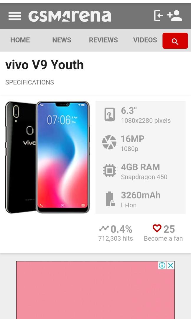 Vivo V9 Youth Mobile Phones Tablets Android Phones Vivo On Carousell