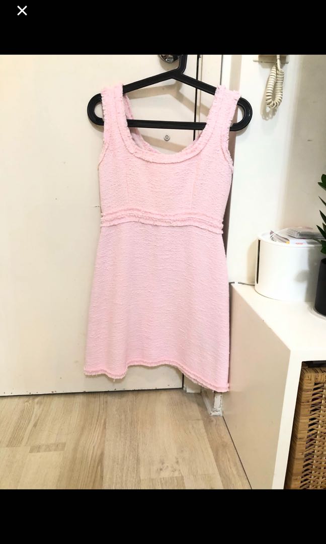 Pink tweed zara dress hot sale