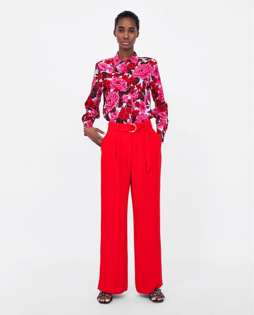 UO Orange Erica Wide-Leg Twill Puddle Trousers | Urban Outfitters UK