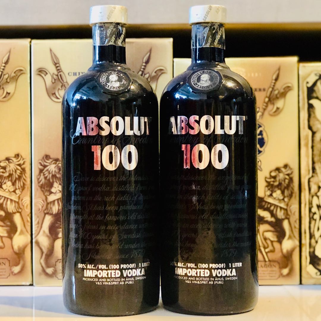 1L Absolut Vodka 100 50 ABV, Food & Drinks, Alcoholic Beverages on
