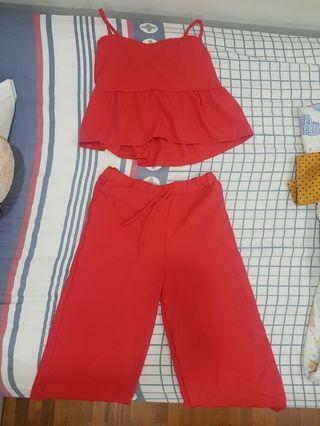 Red top and pants SET