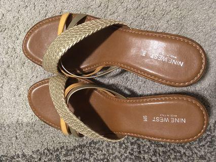 Nine West Brown Slip On Sandals with Heel