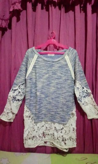 Long blue pullover