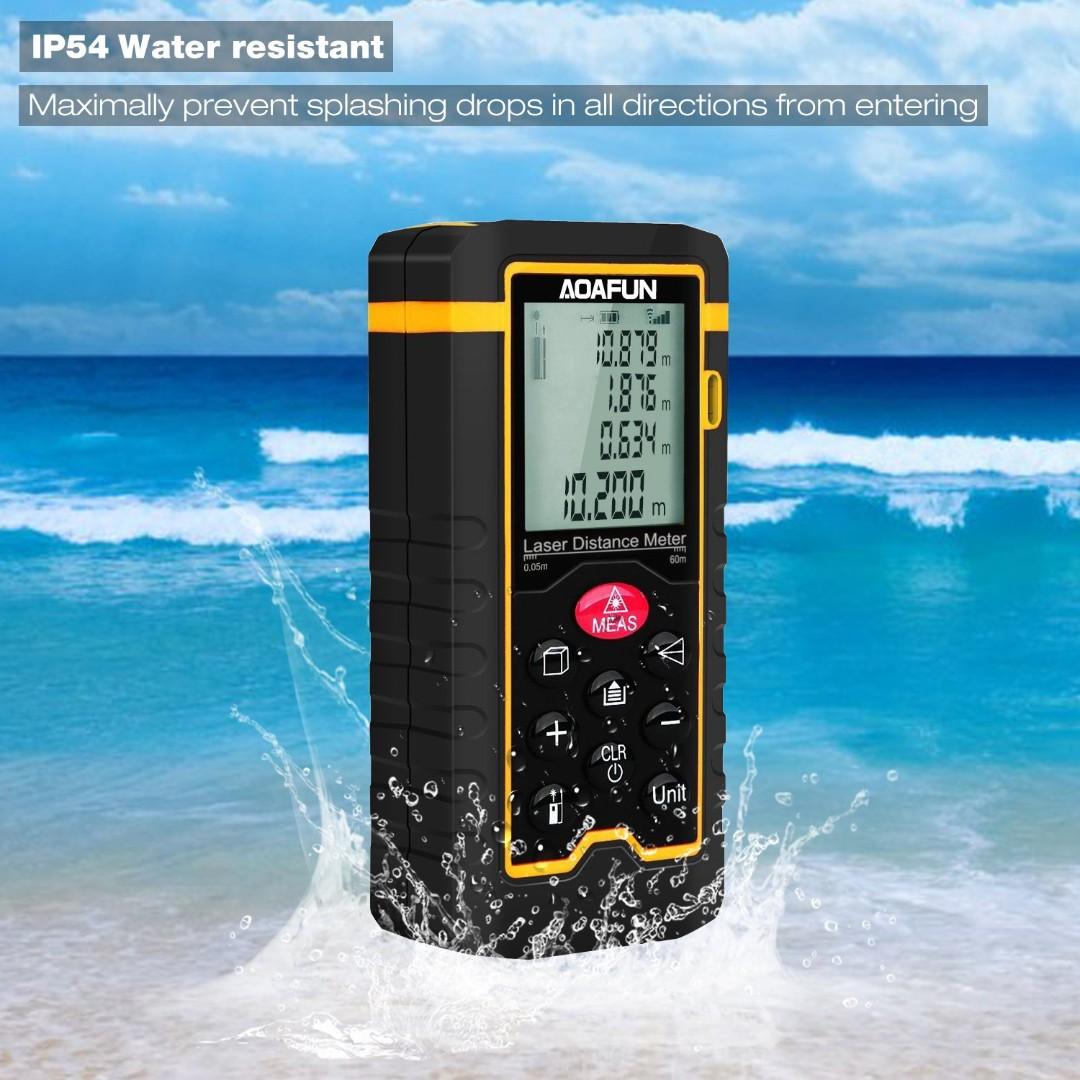 Aomaso Distance Measurer 197ft 60m Mini Handheld Digital Laser Range Finder Meter with Large Backlit LCD