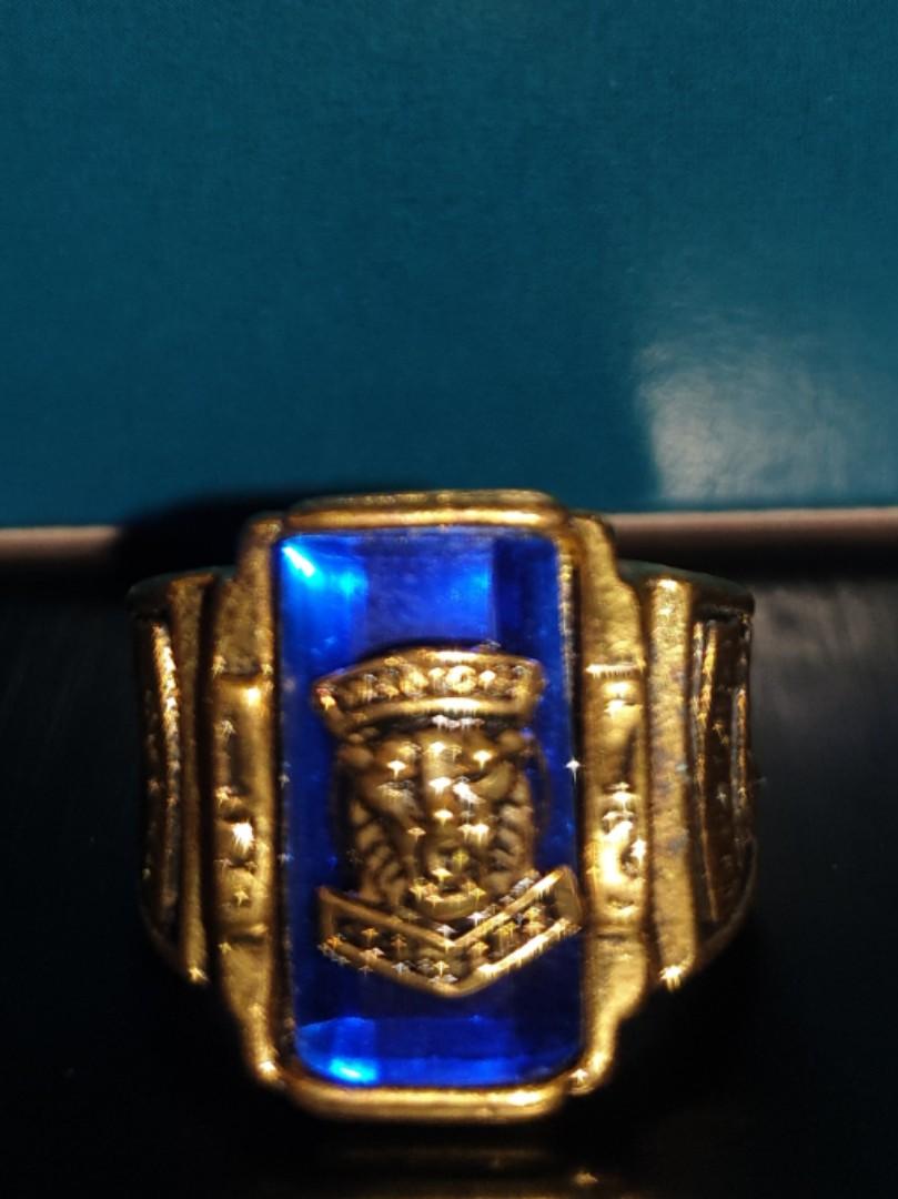 Blue Stone Big 316L Stainless Steel Gold Ring 1973 Walton Tiger