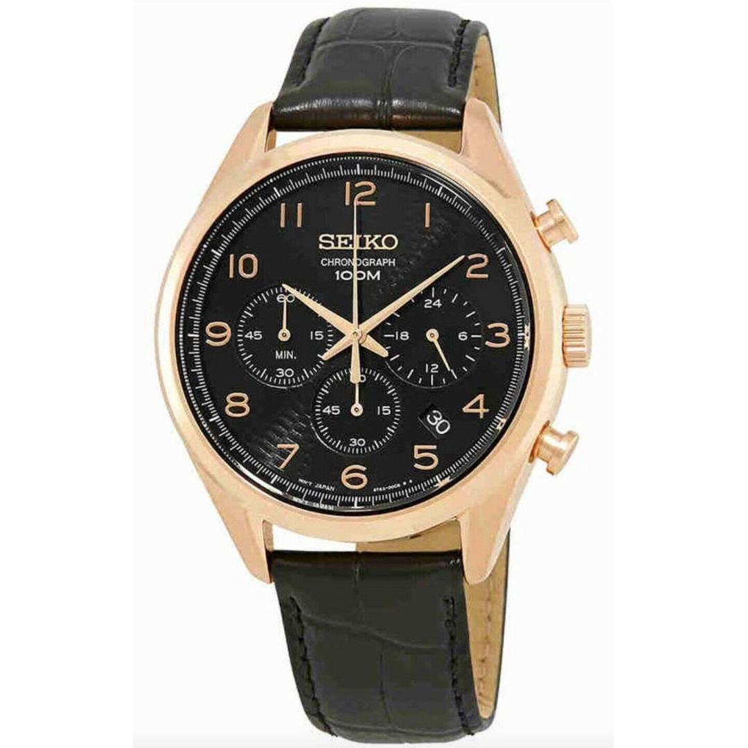 BNEW AUTHENTIC Seiko Watch SSB296P1 Chronograph Black Dial Rose Gold &  Black Leather P10,750, Women's Fashion, Watches & Accessories, Watches on  Carousell
