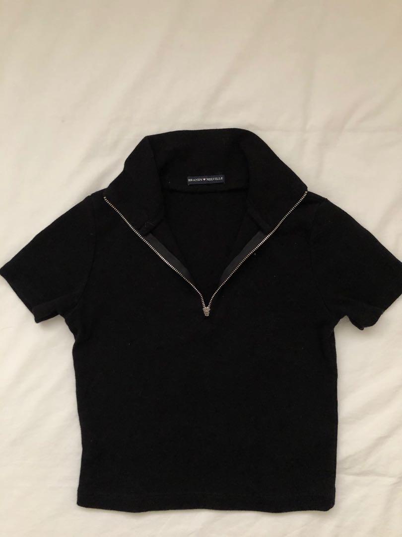 brandy melville green quarter zip