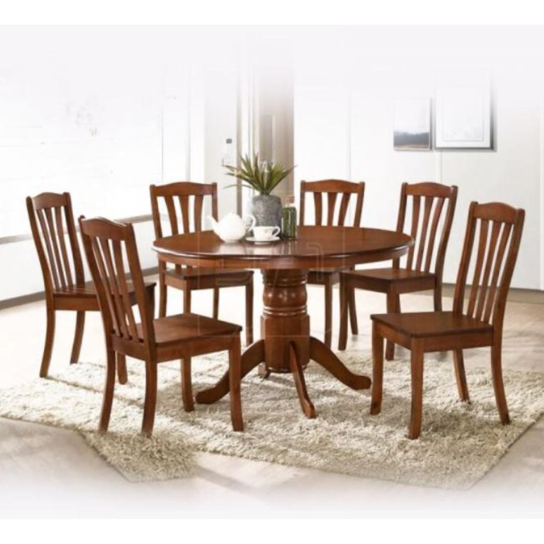 Dining Set Round Dining Set Dining Table Dining Chair Solid Wood Dining Furniture Others On Carousell