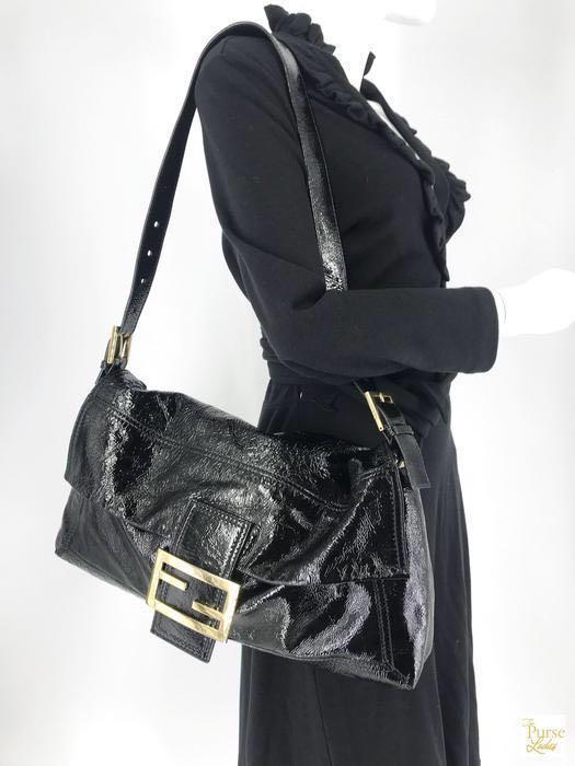Fendi Patent Leather Maxi Xl Baguette Shoulder Bag Luxury Bags