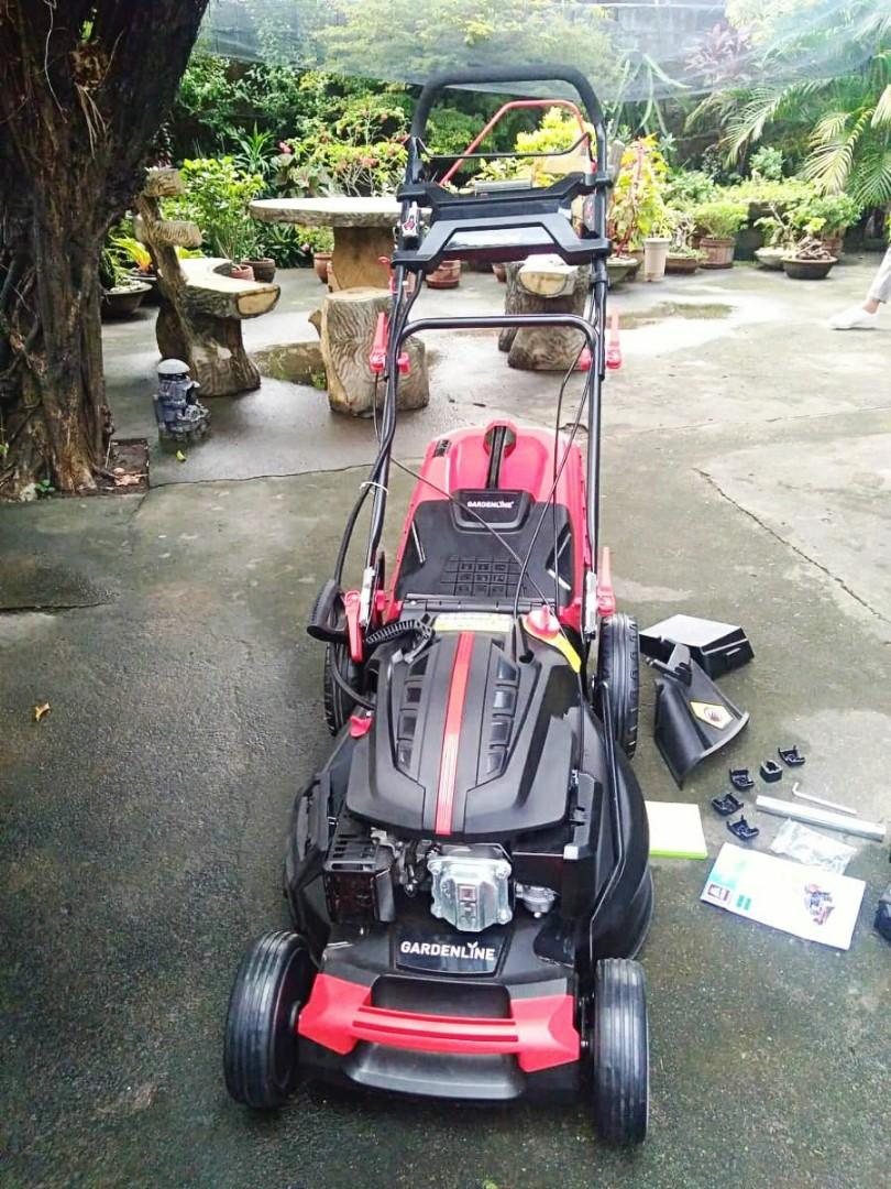 Gardenline 196cc push botton start 4 stroke petrol lawn mower with