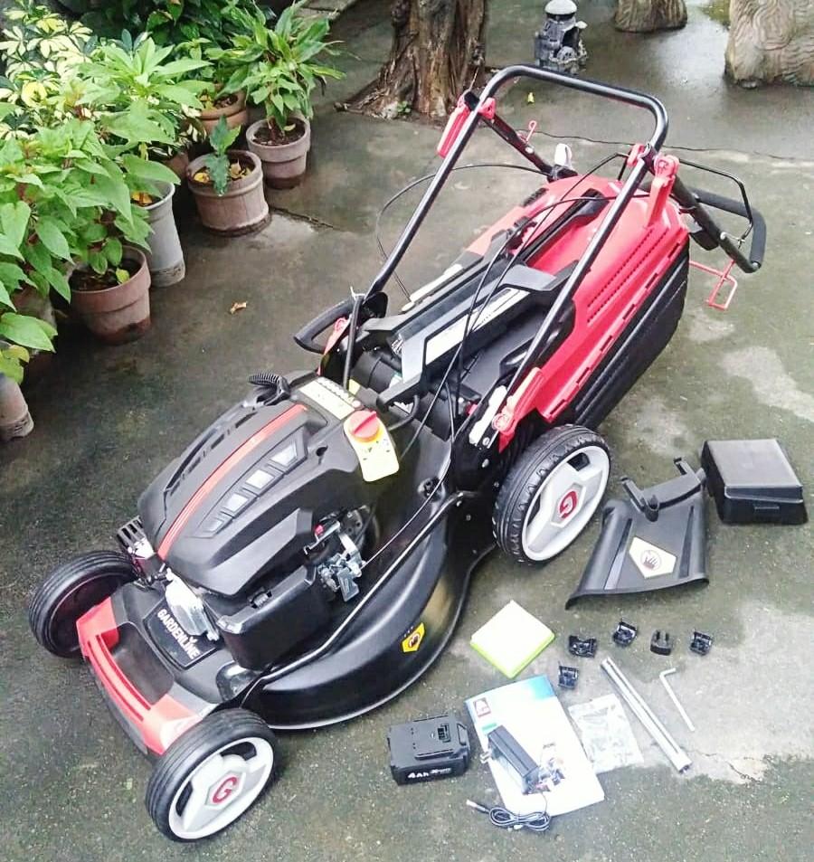 Gardenline 196cc push botton start 4 stroke petrol lawn mower with