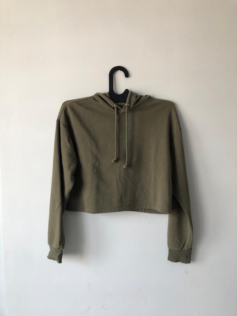 army green cropped hoodie