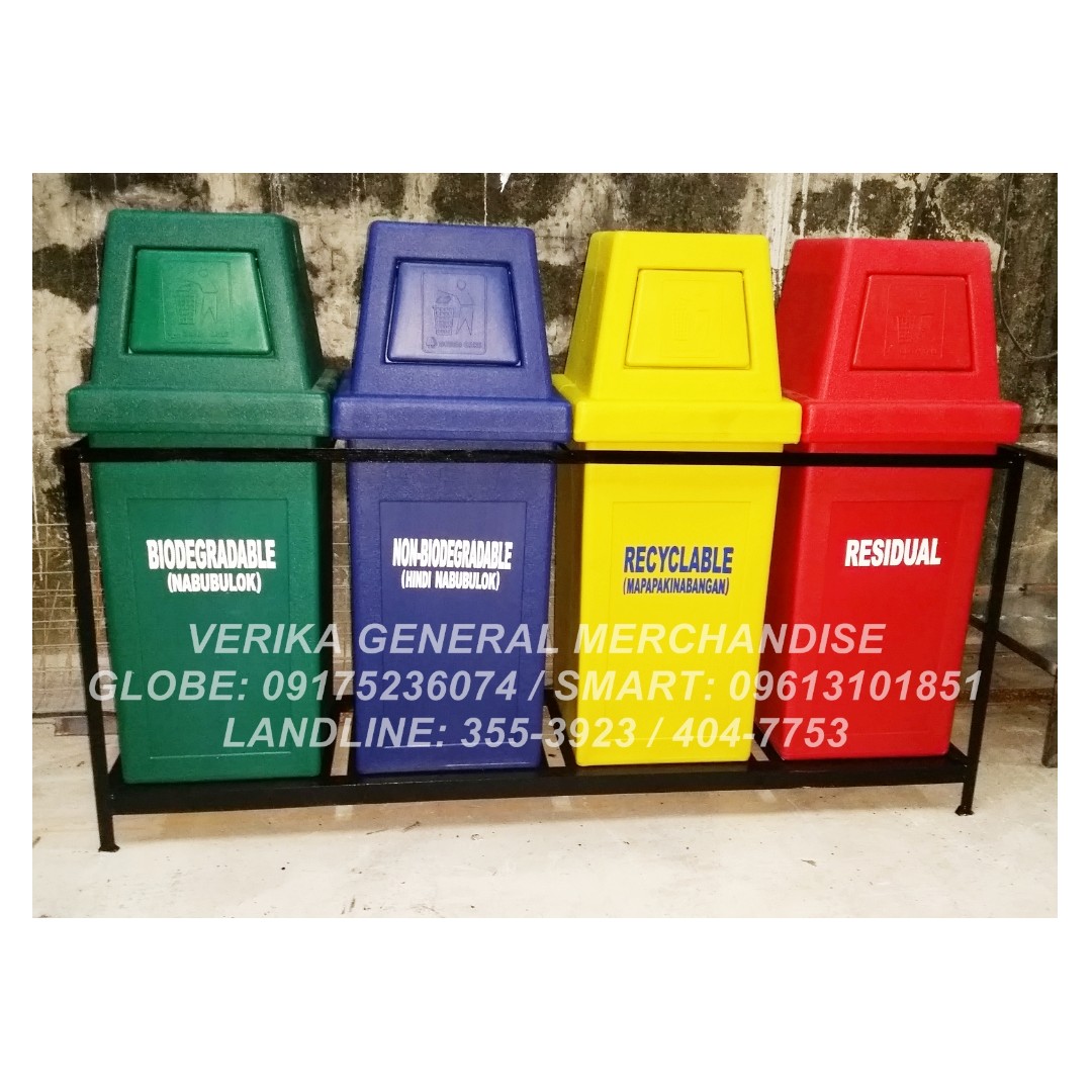 plastic trash bin