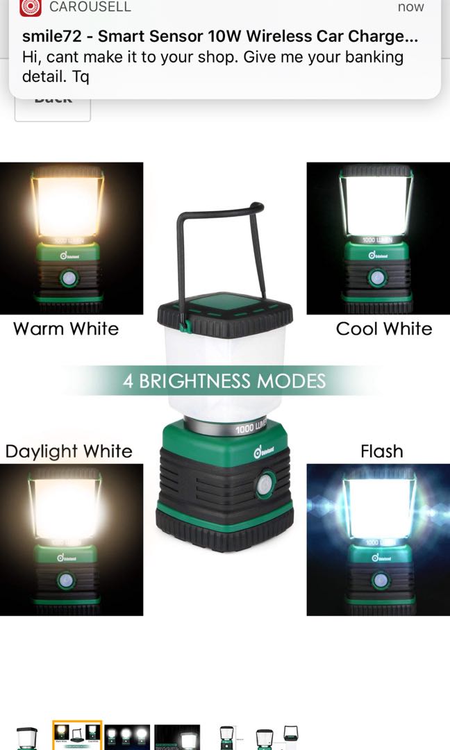 Odoland Ultra Bright 1000 Lumen Camping Lantern with Brightness Adjustment, Battery Powered LED