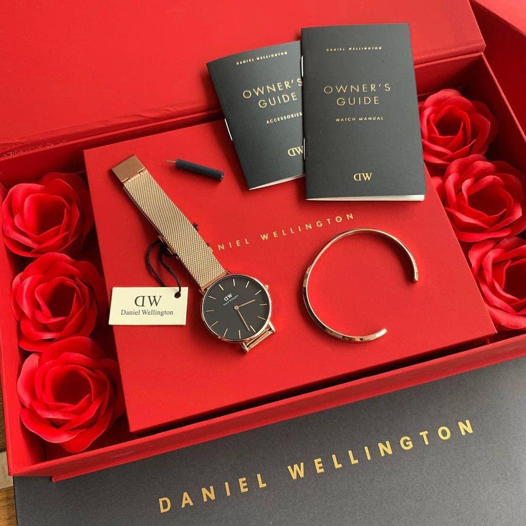 Original Daniel Wellington Original Classic Petite Melrose 32mm Rose Set with Cuff