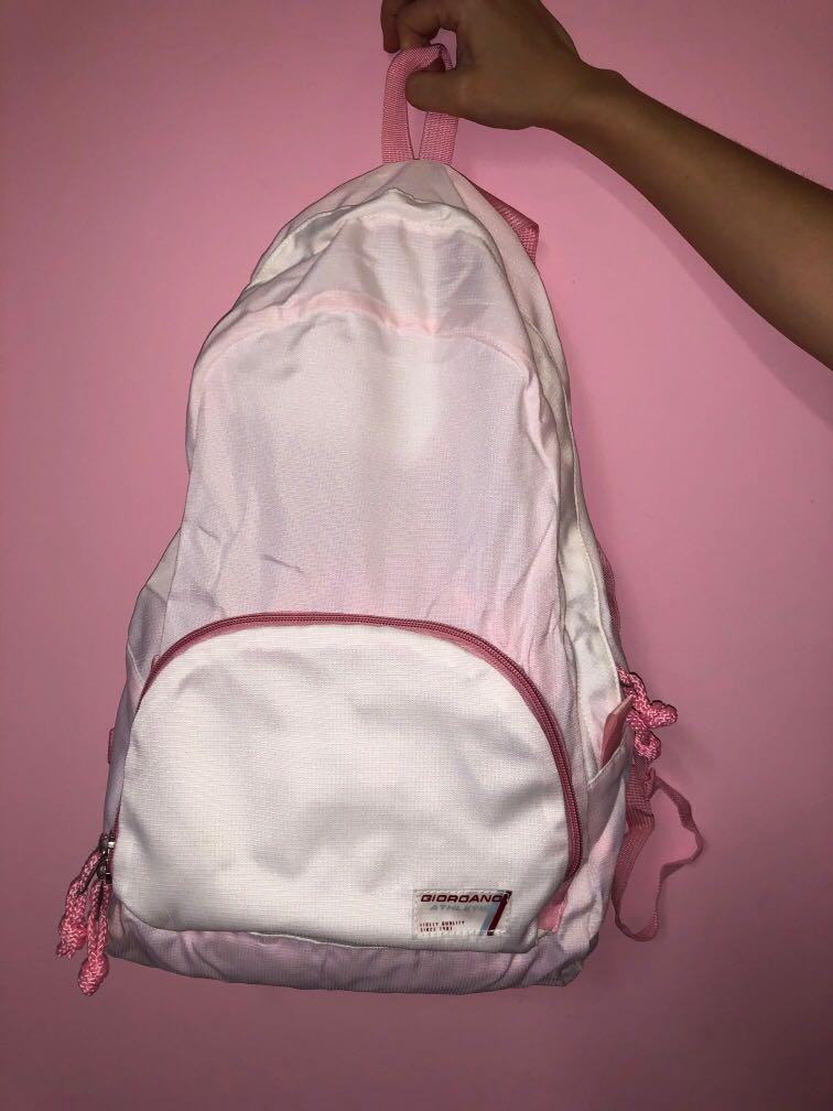 pink white backpack