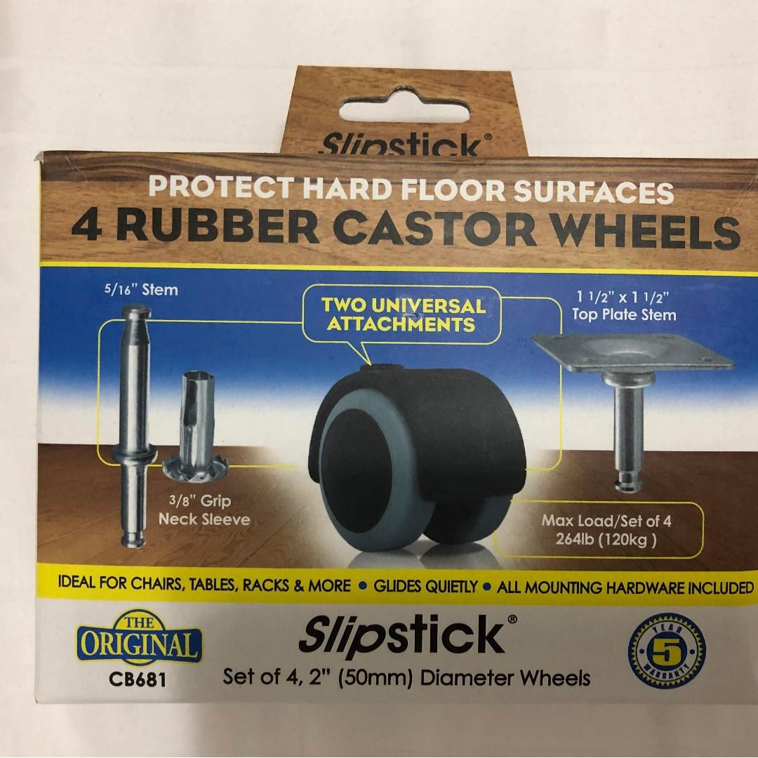 Slipstick Cb681 2 Inch Floor Protector Rubber Caster Wheels Set