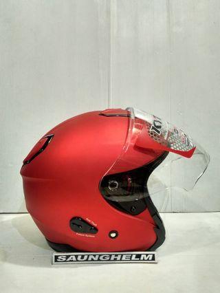 Helmet helm halface kyt kyoto merah doff dop