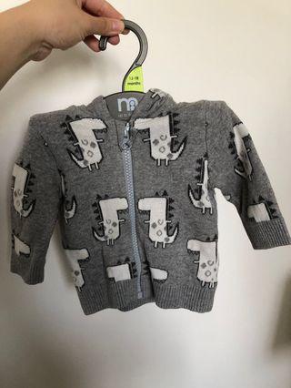 Worn once - NEXT UK baby boy Dino hoodie jacket
