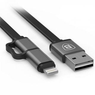 Baseus 1m Dual-port Pro Series Metal Micro+Lighting USB Cable for Iphone IOS_Mobile Charger