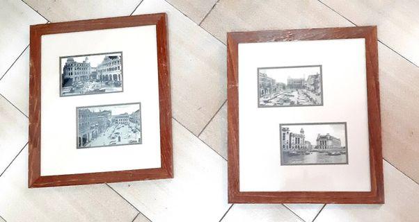 Teak  Framed  Vintage  prints SG