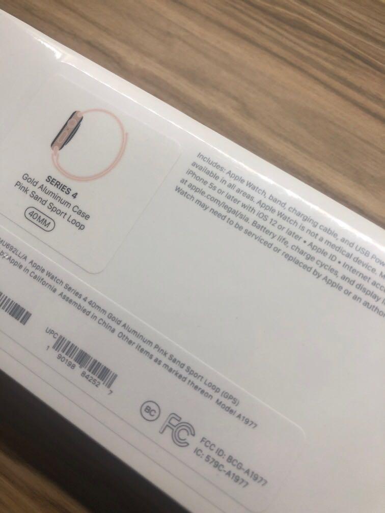 BNIB Apple Watch Series 4 Gold Aluminum Case Pink Sand sport loop Mobile Phones Gadgets Wearables Smart Watches on Carousell