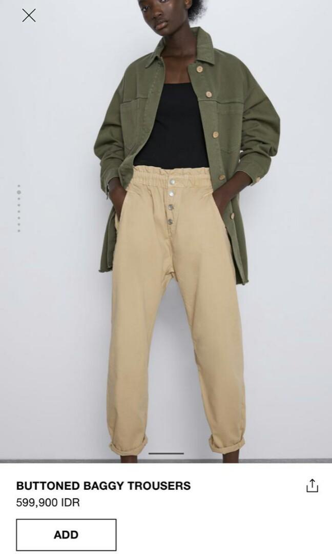 Buttoned baggy trousers zara original, Fesyen Wanita, Pakaian Wanita,  Bawahan di Carousell