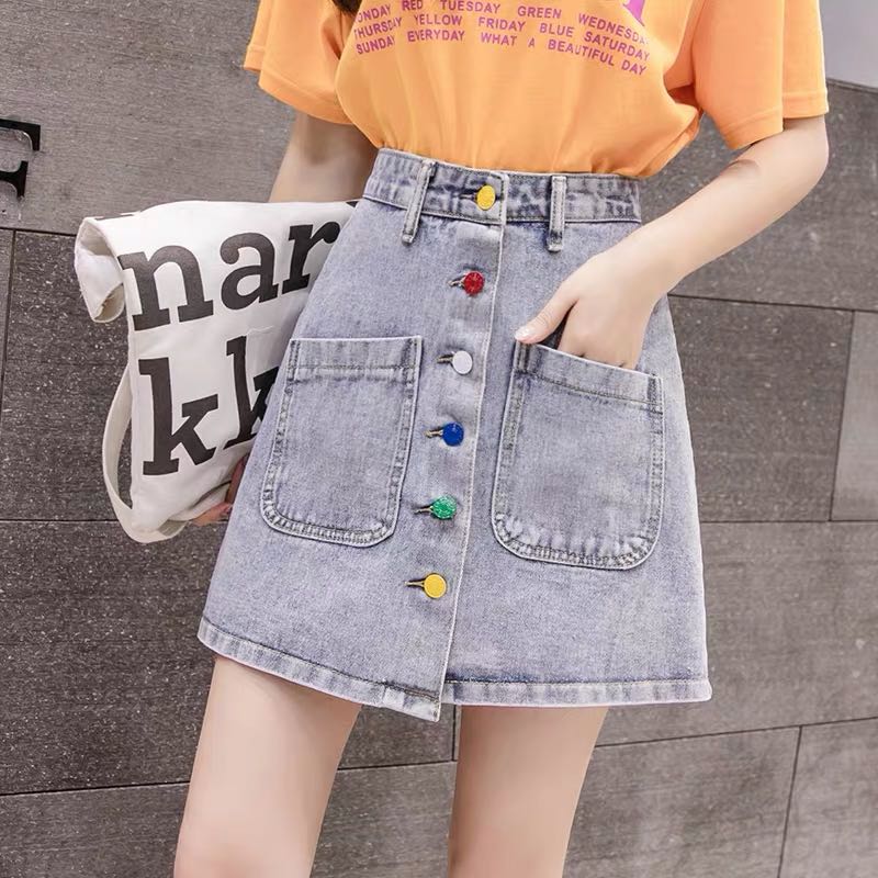 colourful denim skirt