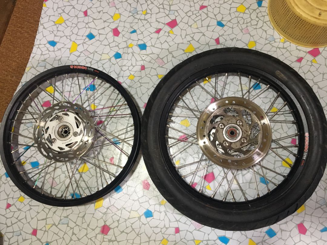For Sale Rim Set For Raider 150 Yamakoto Front And Rear Hub Bushido Rim Motorbikes Motorbike Parts Accessories Other Motorcycles Parts And Accessories On Carousell