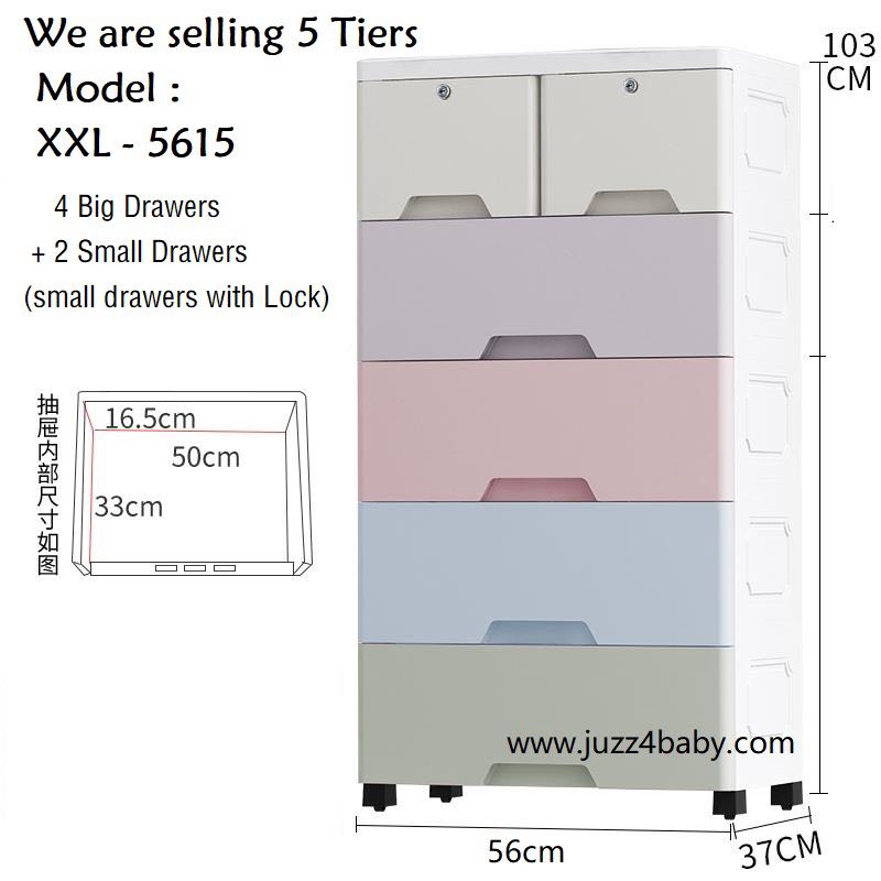 Free Delivery 5 Tiers Xxl Plastic Cabinets Storage Drawers