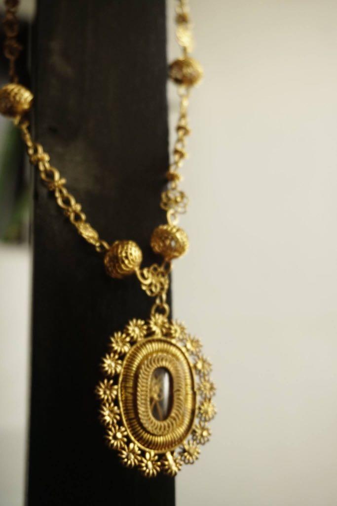 Gold Tambourine necklace (statement piece) (Category: Necklaces) located in Makati City. Submitted by nanay_mac (Listing ID 242238196, Image 2). Description: Tambourine necklaces Silver dipped in gold Length shown in photo 2 pieces for sale 1. Medium size - Php 7,000 SOLD 2. XL size - Php 10,400 Minor issue with XL size shown n 4th photo. Slightly negotiable. Already being sold at a bargain price. Worn max 3x. Statement piece. Perfect for events 