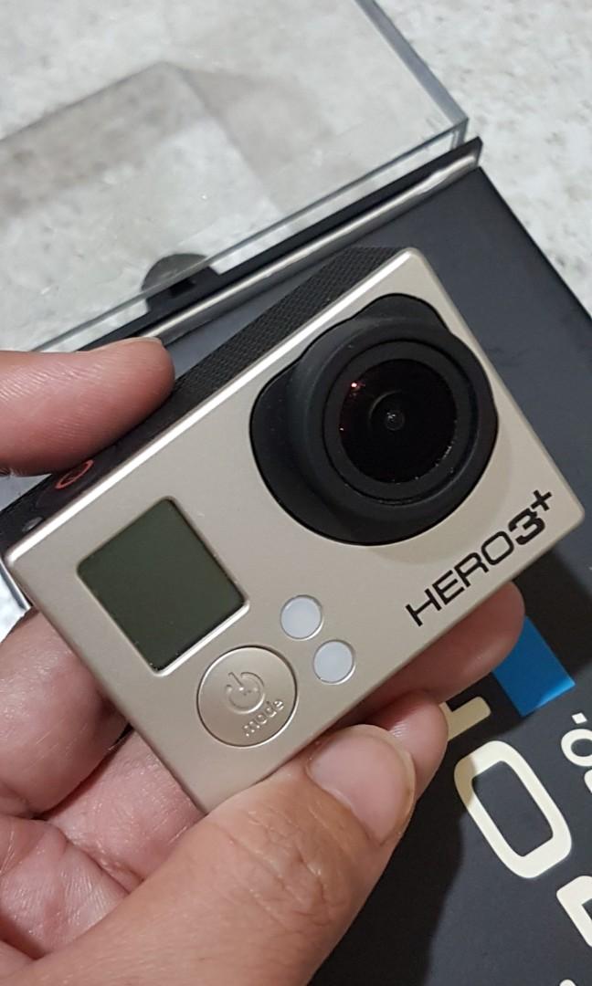 GoPro Hero 3+ (Category: Gimbals & Stabilizers ) located in Quezon City. Submitted by fabfindsph (Listing ID 242194566, Image 1). Description: - With Original GoPro box, charger and accessories - All good; No issue Product Specs: - Supports 4k, 2.7k, 1440p & 1080p Video - Captures 12, 7 or 5 megapixel photos - 12-megapixel low-light image sensor - Wide angle 6-element aspherical lens camera housing waterproof to 197 feet (60m) - Built in Wi-Fi & 