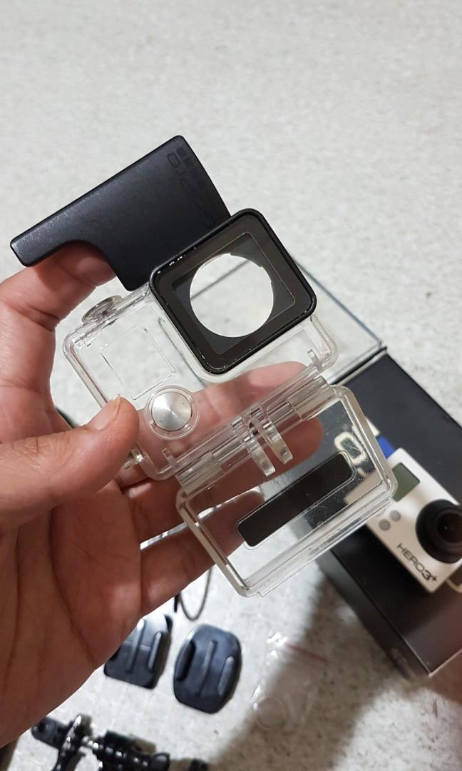 GoPro Hero 3+ (Category: Gimbals & Stabilizers ) located in Quezon City. Submitted by fabfindsph (Listing ID 242194566, Image 3). Description: - With Original GoPro box, charger and accessories - All good; No issue Product Specs: - Supports 4k, 2.7k, 1440p & 1080p Video - Captures 12, 7 or 5 megapixel photos - 12-megapixel low-light image sensor - Wide angle 6-element aspherical lens camera housing waterproof to 197 feet (60m) - Built in Wi-Fi & 